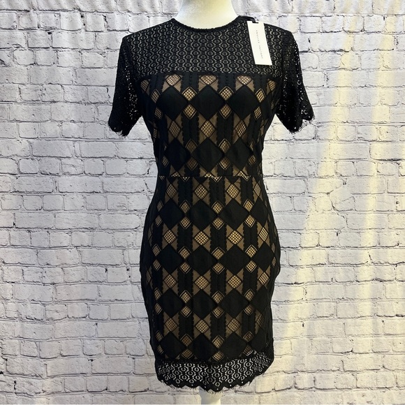 ENGLISH FACTORY Womens Dress Lace Sheer Black Lined Small/Medium - Picture 1 of 12